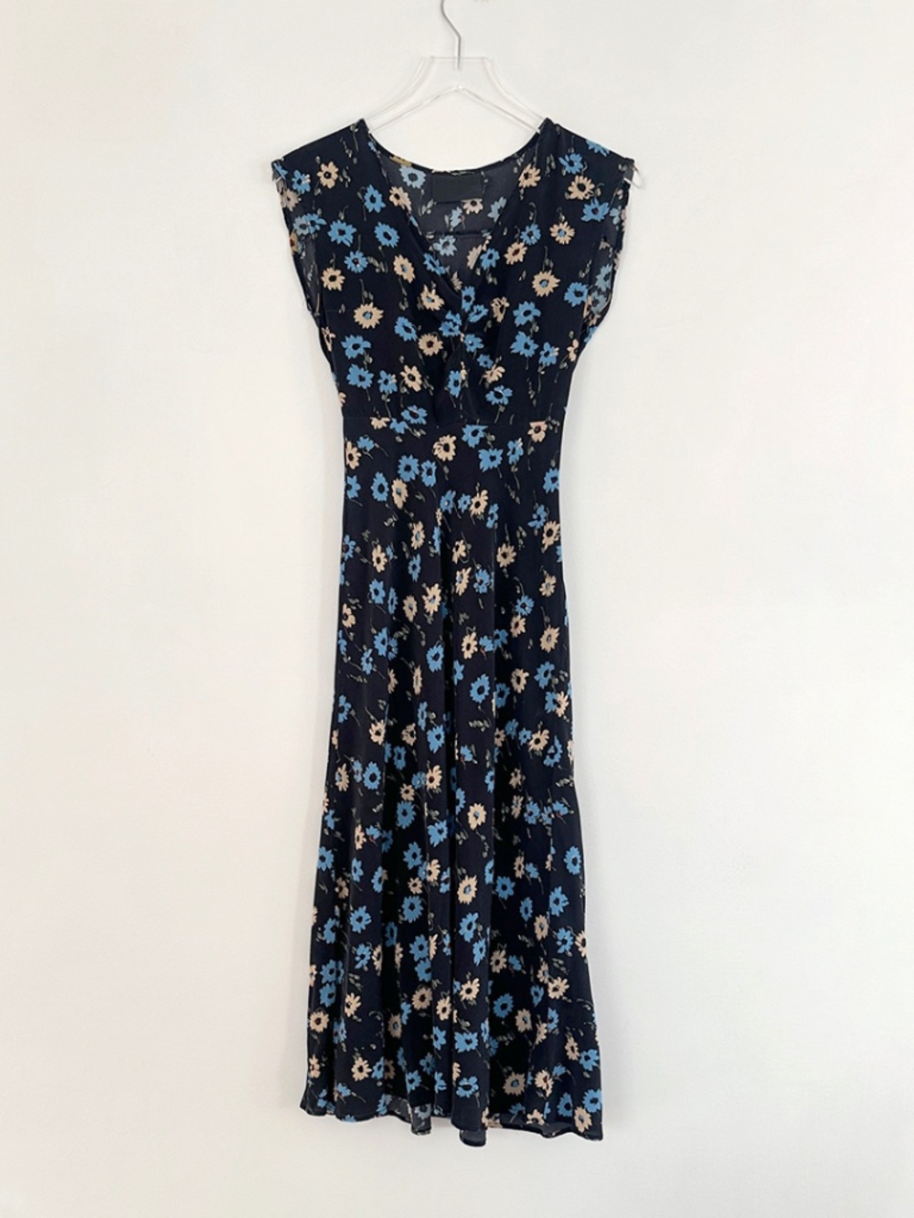 Store No. 6 silk floral bias dress black blue no.6 1930s XS S